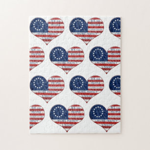 We The People American Flag Heart Jigsaw Puzzle