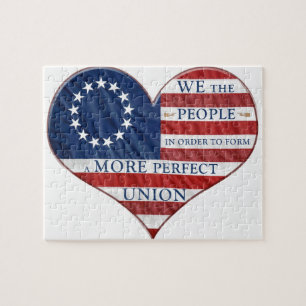 We The People American Flag Heart Jigsaw Puzzle