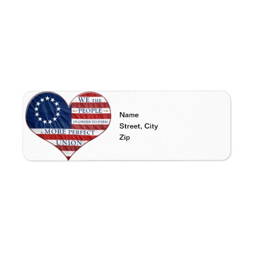 We The People American Flag Heart Label