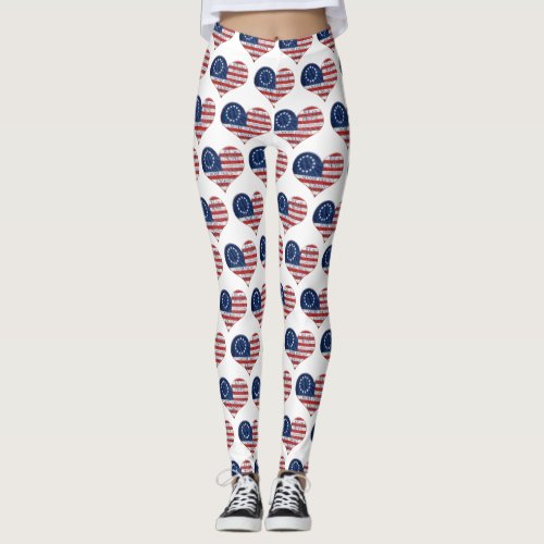 We The People American Flag Heart Leggings