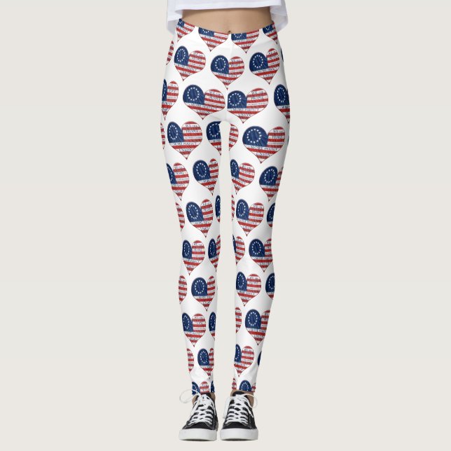 We The People American Flag Heart Leggings (Front)