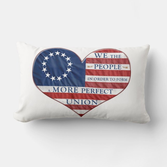 We The People American Flag Heart Lumbar Pillow (Front)