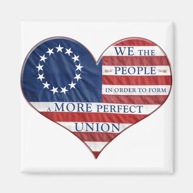 We The People American Flag Heart Magnet (Front)