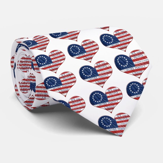 We The People American Flag Heart Neck Tie (Rolled)