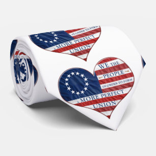 We The People American Flag Heart Neck Tie