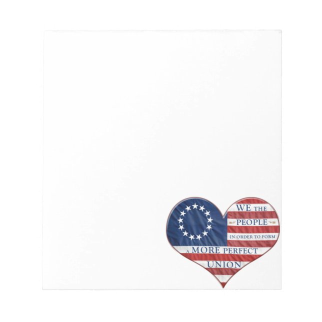 We The People American Flag Heart Notepad (Front)