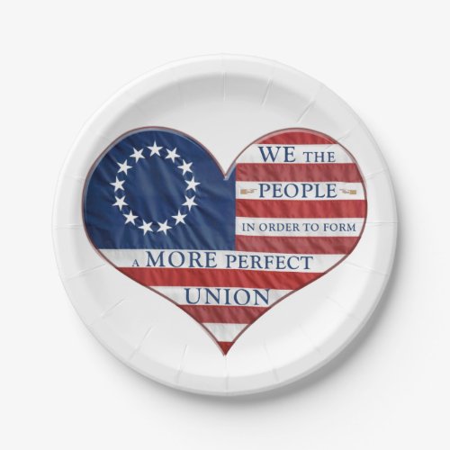 We The People American Flag Heart Paper Plates