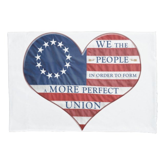 We The People American Flag Heart Pillow Case (Front)