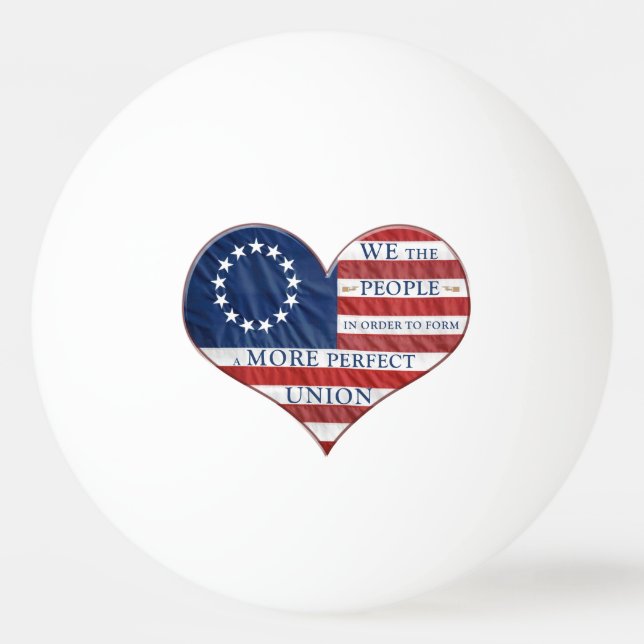 We The People American Flag Heart Ping-Pong Ball (Front)
