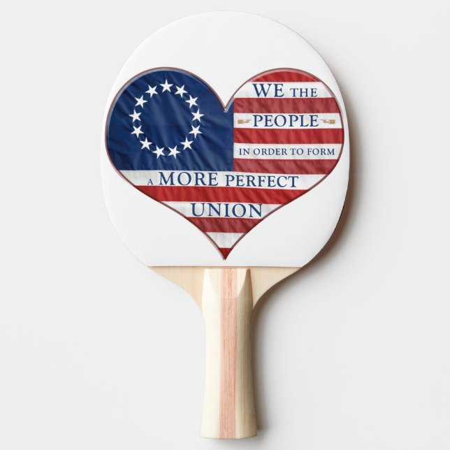We The People American Flag Heart Ping-Pong Paddle (Front)