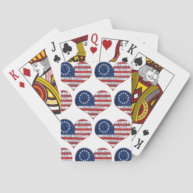We The People American Flag Heart  Poker Cards (Back)
