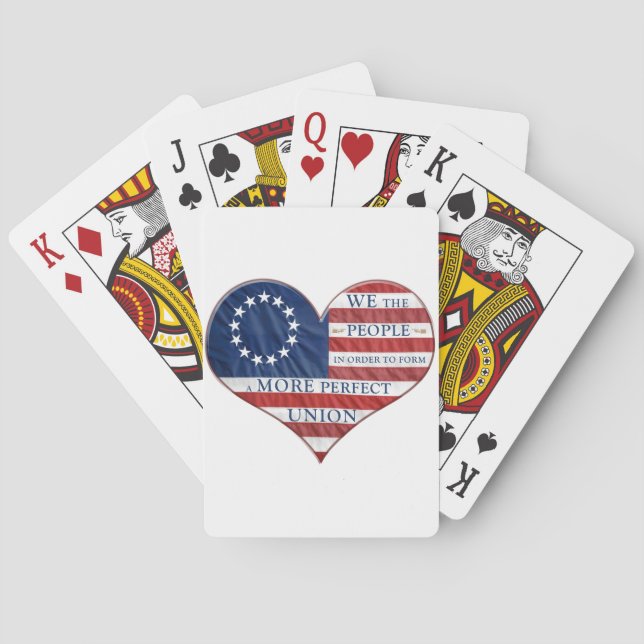 We The People American Flag Heart Poker Cards (Back)