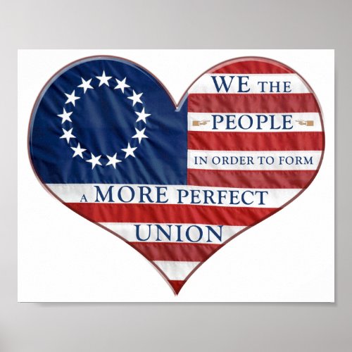 We The People American Flag Heart Poster