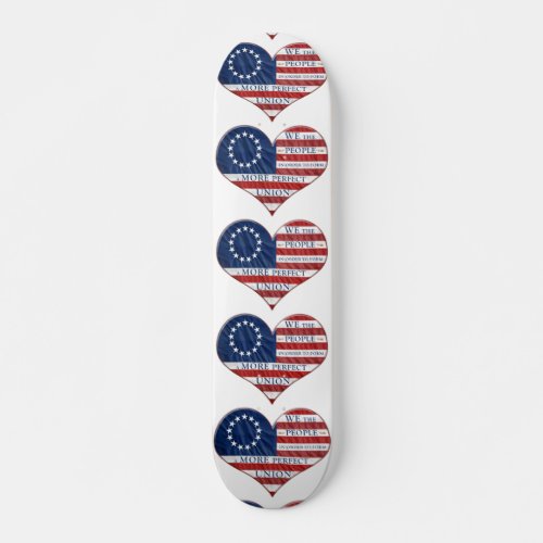 We The People American Flag Heart Skateboard Deck