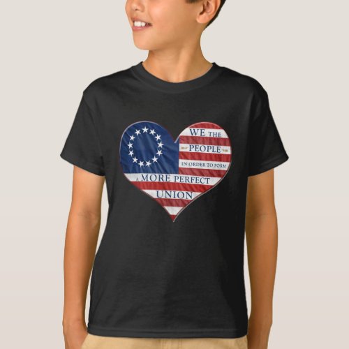 We The People American Flag Heart T_Shirt