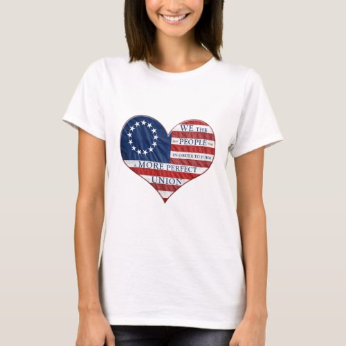 We The People American Flag Heart T_Shirt