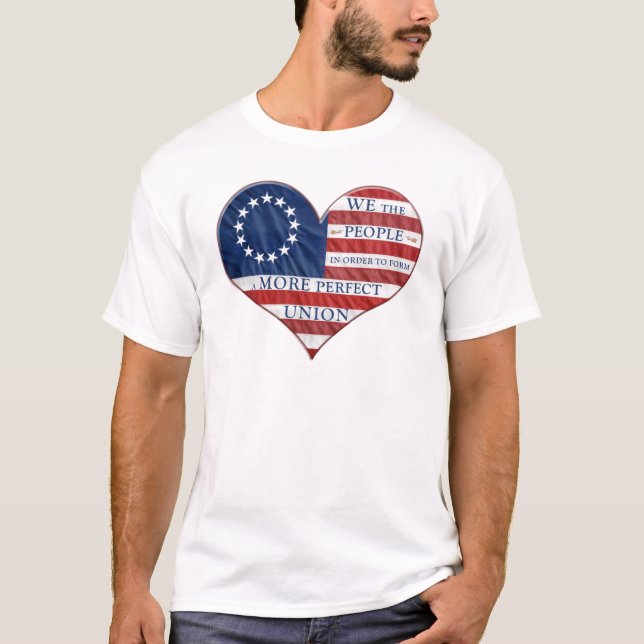 We The People American Flag Heart T-Shirt (Front)