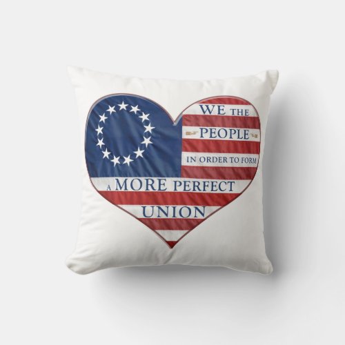 We The People American Flag Heart Throw Pillow