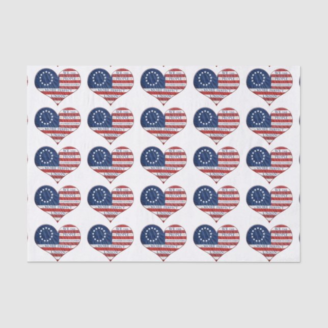 We The People American Flag Heart Tissue Paper (Front)