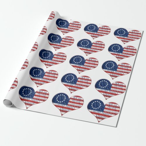 We The People American Flag Heart Wrapping Paper