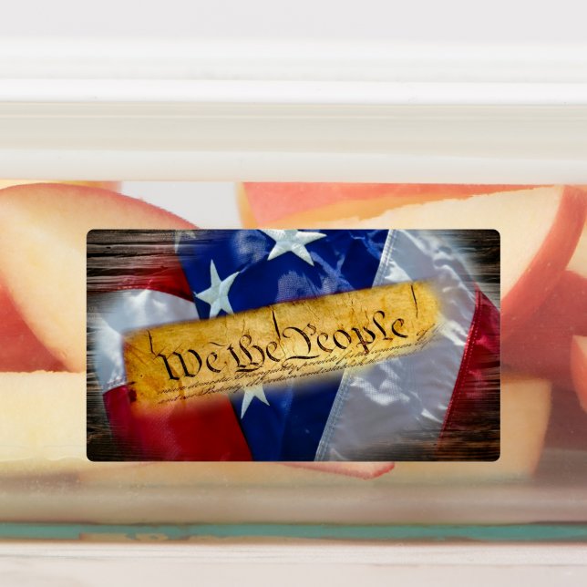 We The People American Flag Labels (Affixed)