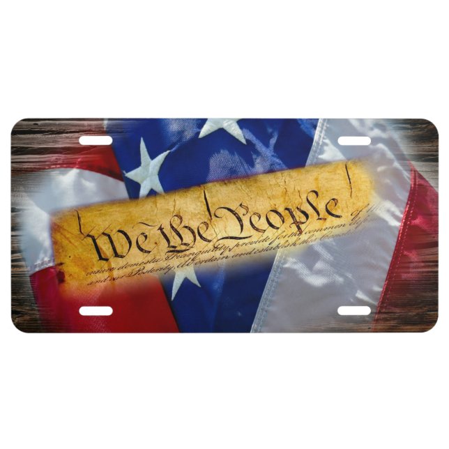 We The People American Flag License Plate (Front)