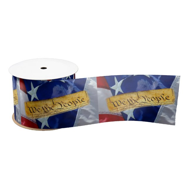 We The People American Flag Satin Ribbon (Spool)
