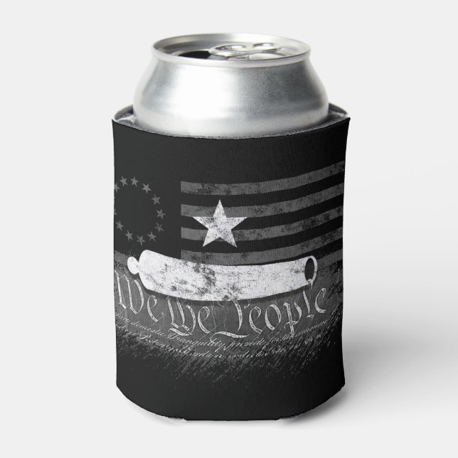 WE THE PEOPLE American Flag Star and Cannon Can Cooler (Can Front)