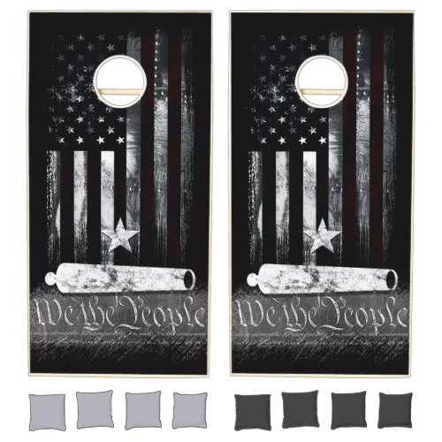 WE THE PEOPLE American Flag Star and Cannon Cornhole Set