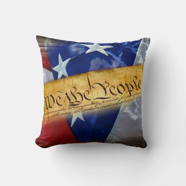 We The People American Flag Throw Pillow (Front)