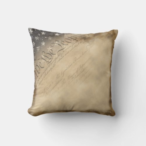 We The People American Flag Vintage Style Pillow