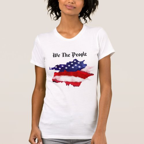  We The People American Flag Watercolor Womens T_Shirt