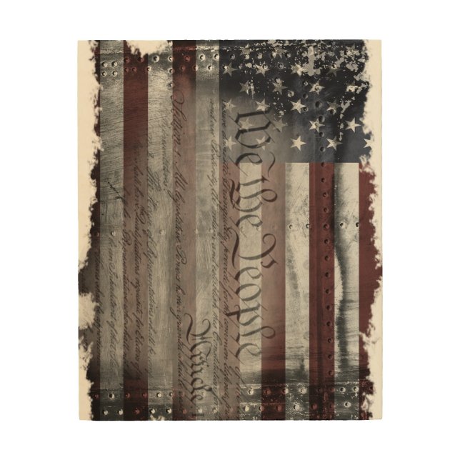 We The People American Flag Wood Wall Art (Front)