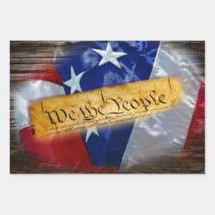 We The People American Flag Wrapping Paper Sheets