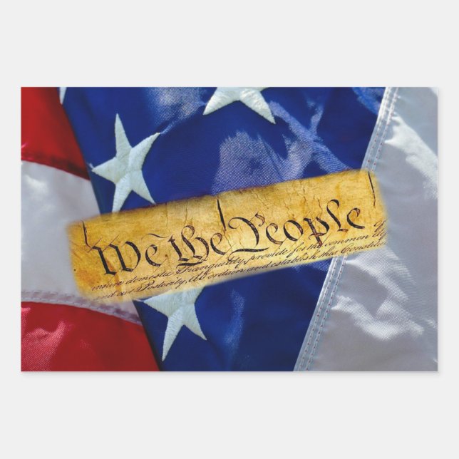 We The People American Flag Wrapping Paper Sheets (Front)