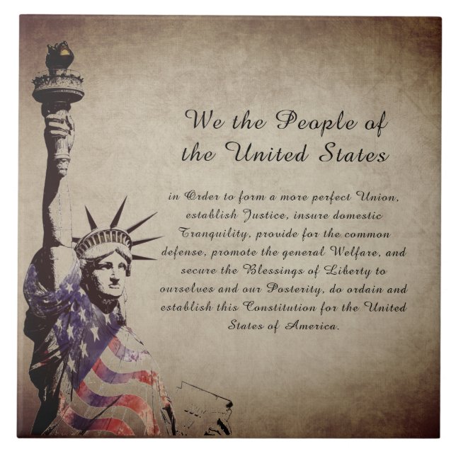 We the People American  Patriotic Ceramic Tile (Front)