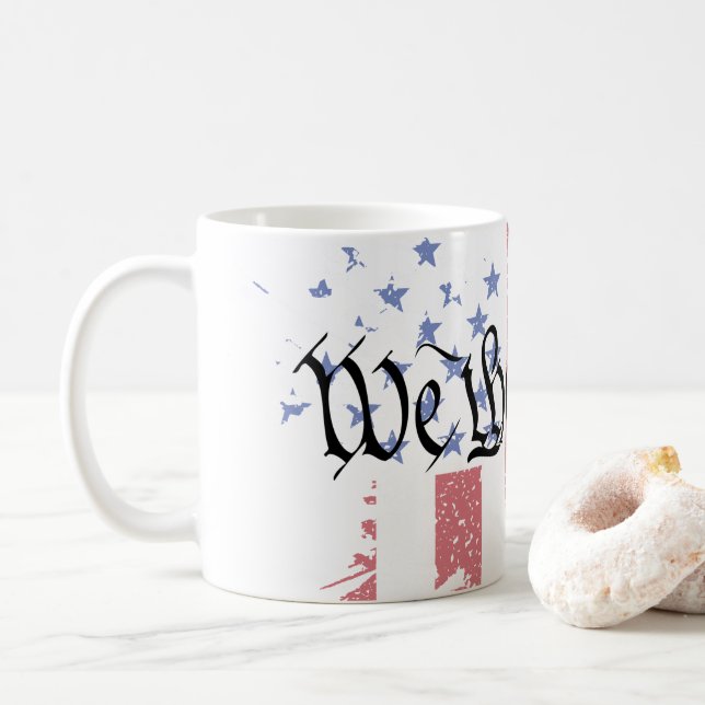We the People American Peace Flag Splat Coffee Mug (With Donut)