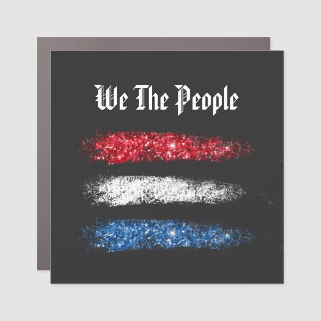 *~* WE THE PEOPLE -  AP16  Modern American Flag Car Magnet (Front)