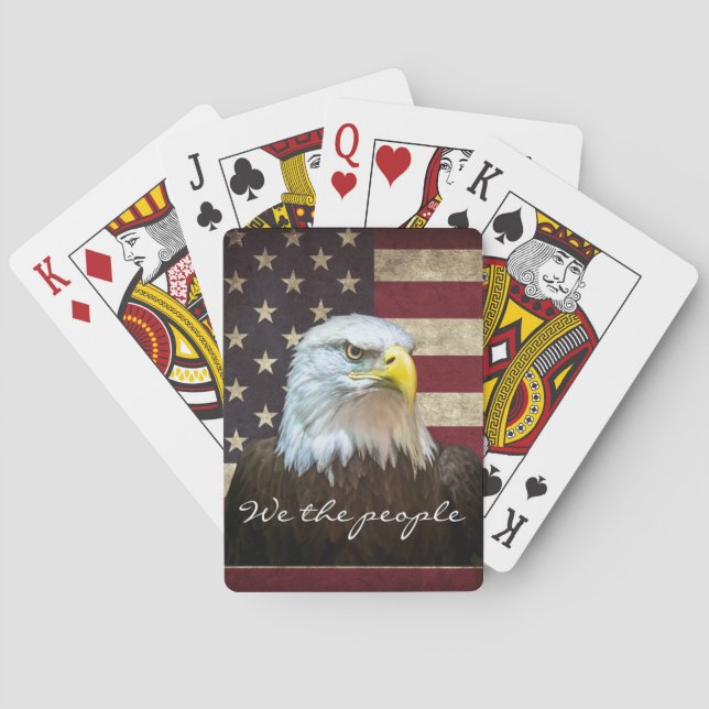 We The People Bald Eagle with Flag  Poker Cards (Back)