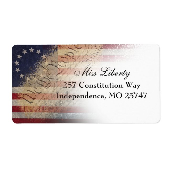 We The People Betsy Ross American Flag address Label (Front)