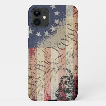 We The People Betsy Ross American Flag And Snake Iphone 11 Case by KDRDZINES at Zazzle