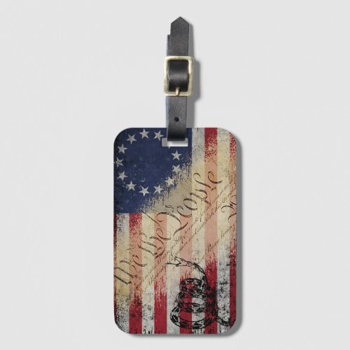 We The People Betsy Ross American Flag and Snake Luggage Tag