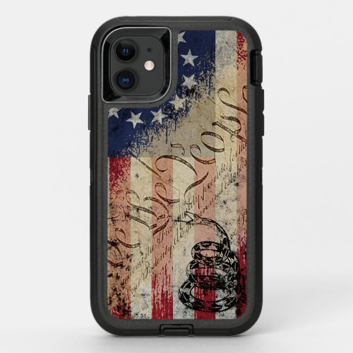 We The People Betsy Ross American Flag and Snake OtterBox Defender iPhone 11 Case