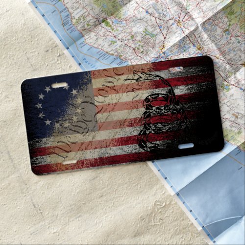 WE THE PEOPLE Betsy Ross and Snake American Flag License Plate