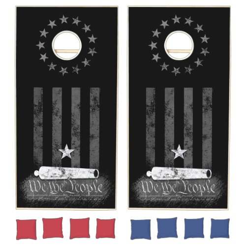 We the People Betsy Ross Cannon American Flag Cornhole Set