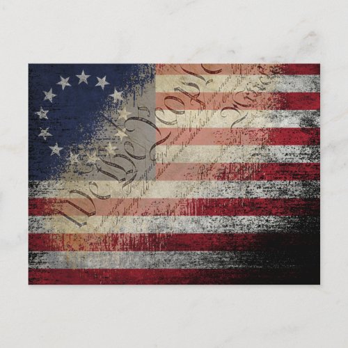 WE THE PEOPLE BETSY ROSS VINTAGE AMERICAN FLAG POSTCARD
