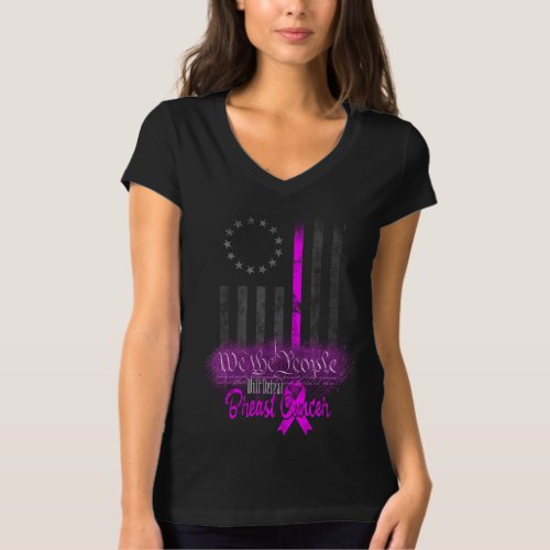 WE THE PEOPLE Breast Cancer AMERICAN FLAG T_Shirt