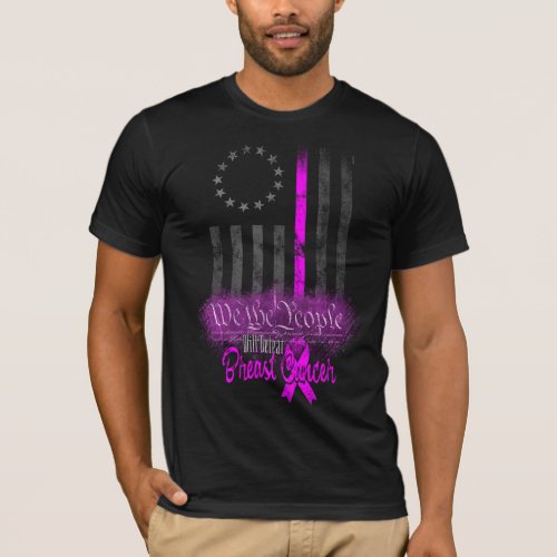 WE THE PEOPLE Breast Cancer AMERICAN FLAG T_Shirt