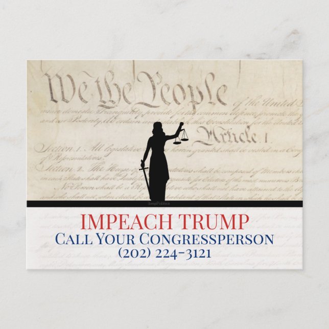 We the People Congress Impeach Trump Lady Justice Postcard (Front)