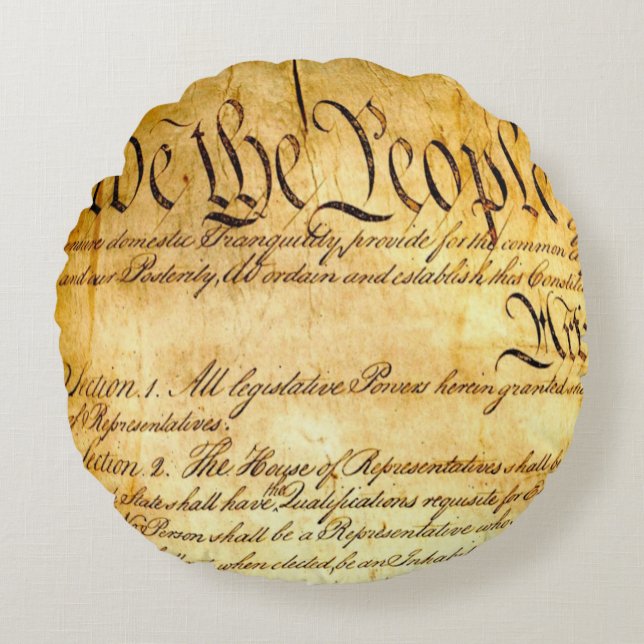 We the People - Constitution Round Pillow (Front)